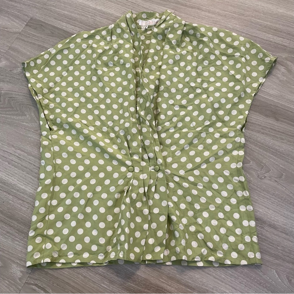 Chloe green polka dot top BB